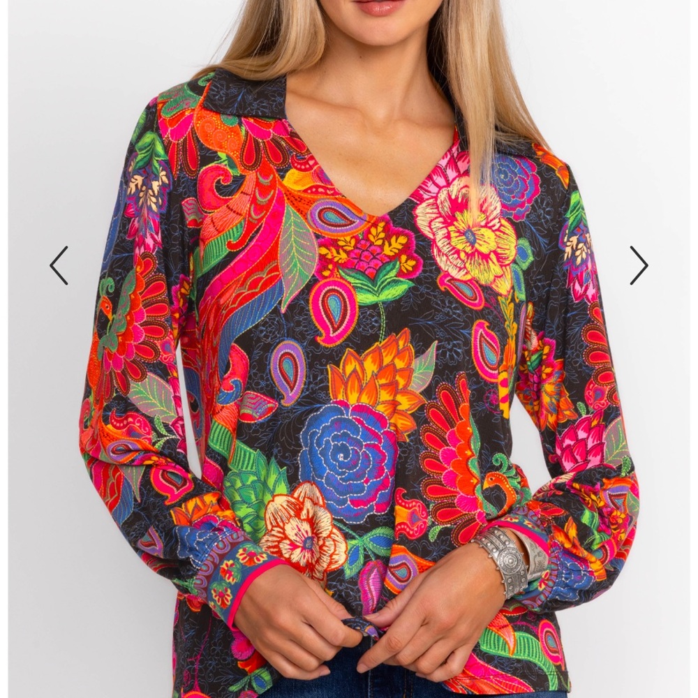 Johnny Was M Janie favorite puff sleeve polo Emberwing